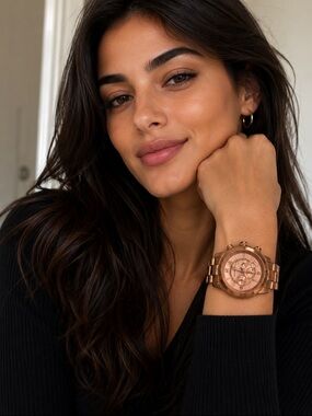 Michael Kors Women’s Rose Gold Tonneau Chronograph Bracelet Watch
